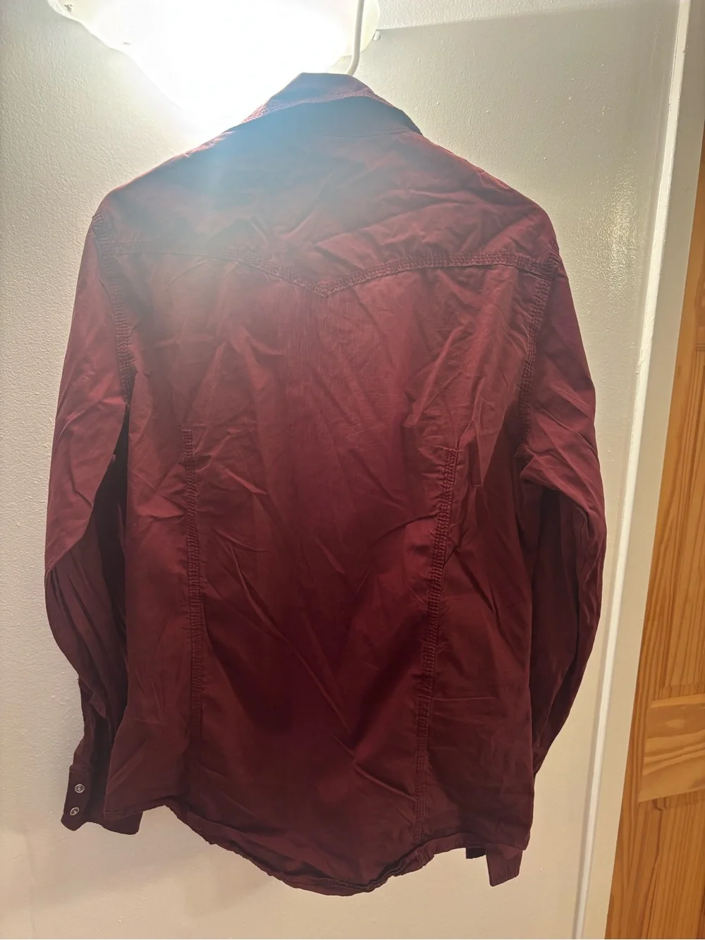 Men's Burgundy true religion Button-Up shirt